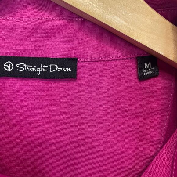 STRAIGHT DOWN Golf Classic Polo Mens Sz M Pink Solid Pima Cotton Performance NWT - Picture 3 of 9
